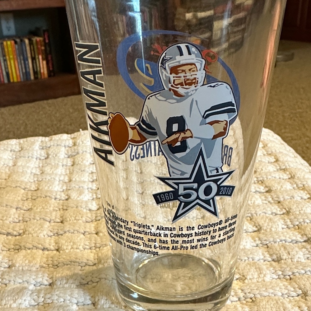 Dallas Cowboys Troy Aikman Commemorative Miller Lite Pint Glass